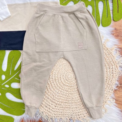 Conj. Camisa Dino Adventurer Gola Polo e Calça de Moletinho - Areia e Off White